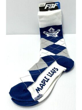 Toronto Maple Leafs NHL Argyle Crew Socks Blue White Gray FBF Originals New